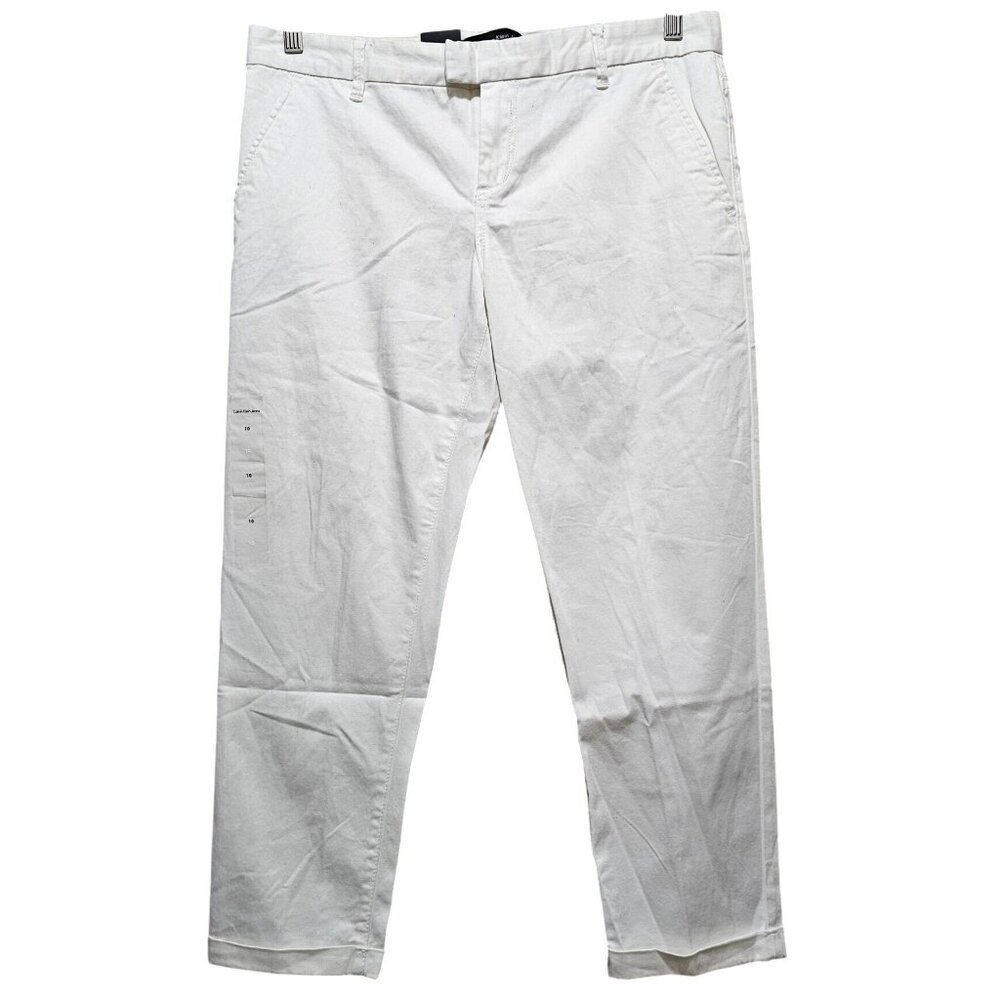 Calvin Klein Womens White‎ Straight-Leg Trousers Size 10